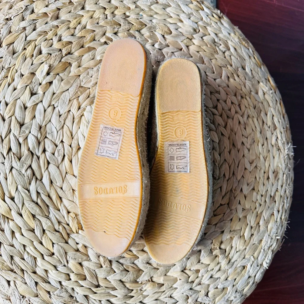 NEW Soludos Women's Leather Espadrille Slip-On in Tan